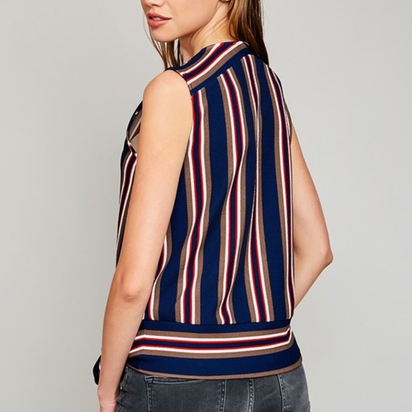 NWT Red, White and Blue Striped Wrap Top - Picture 5 of 6